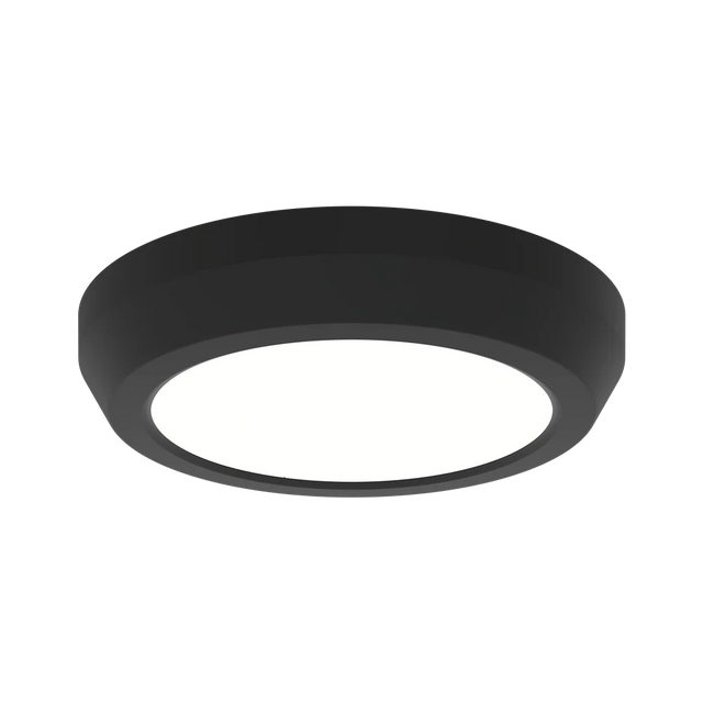 Black Domus Glide LED ceiling fan light kit for energy-efficient lighting on a white background