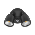 Black Domus MURO ECO 20S 20W LED sensor trio wall light light with two LED lights on a white background