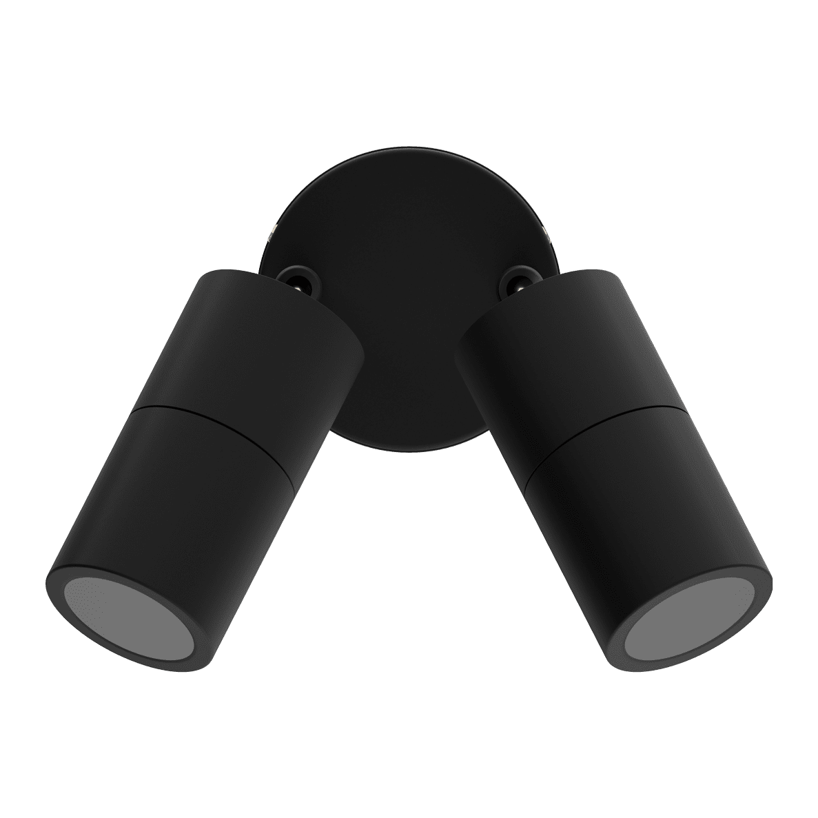 Black Domus Shadow 2 light adjustable GU10 spotlight 240V on a white background