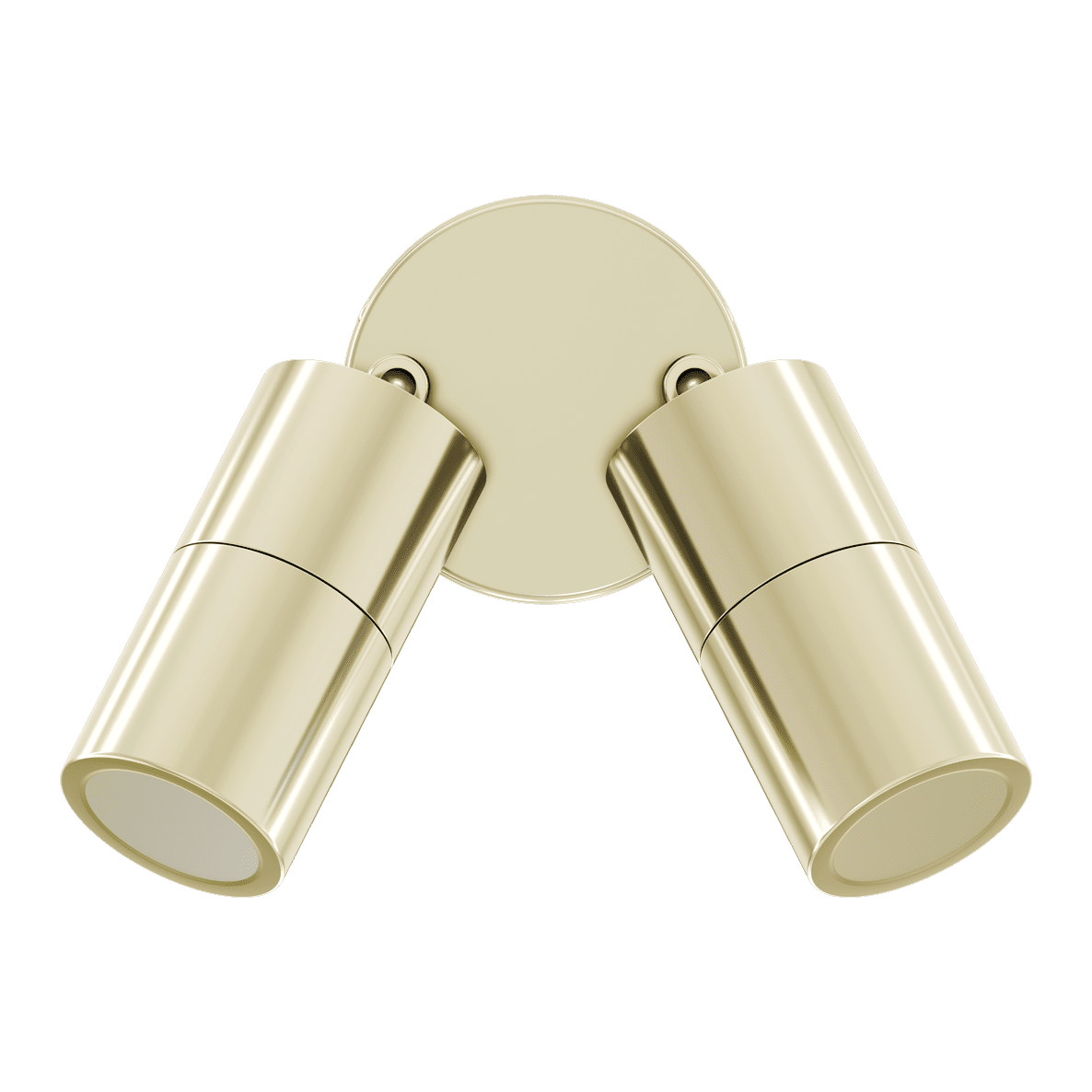 Brass Stylish adjustable GU10 spotlight Domus Shadow 2 light 240V on a white background