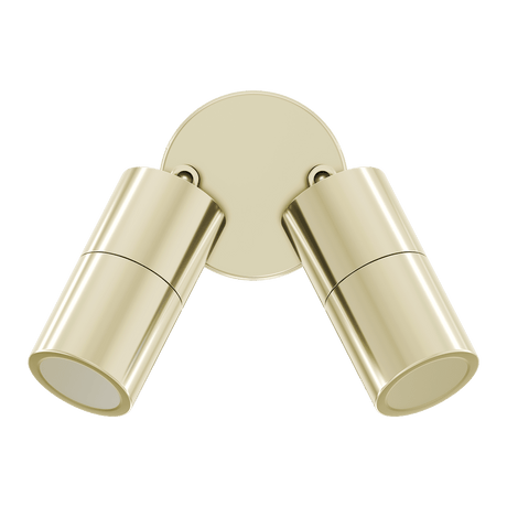 Brass Stylish adjustable GU10 spotlight Domus Shadow 2 light 240V on a white background