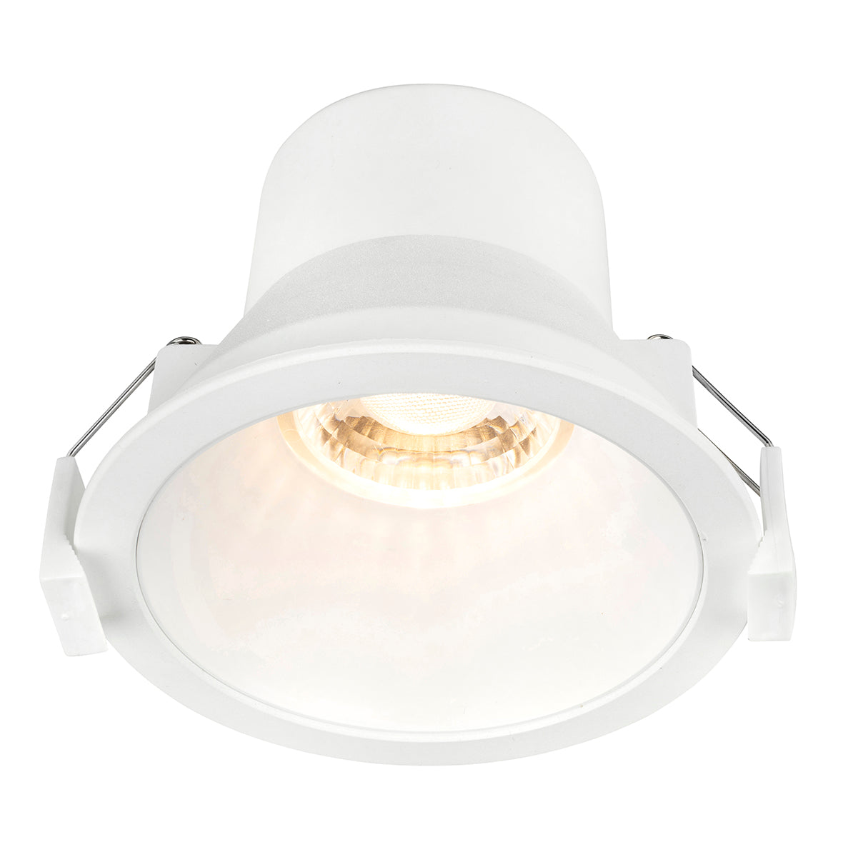 White recessed ceiling light on a white background