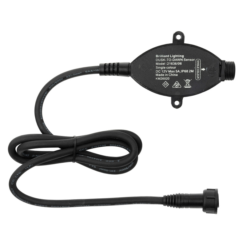 Black sensor with cable on a white background