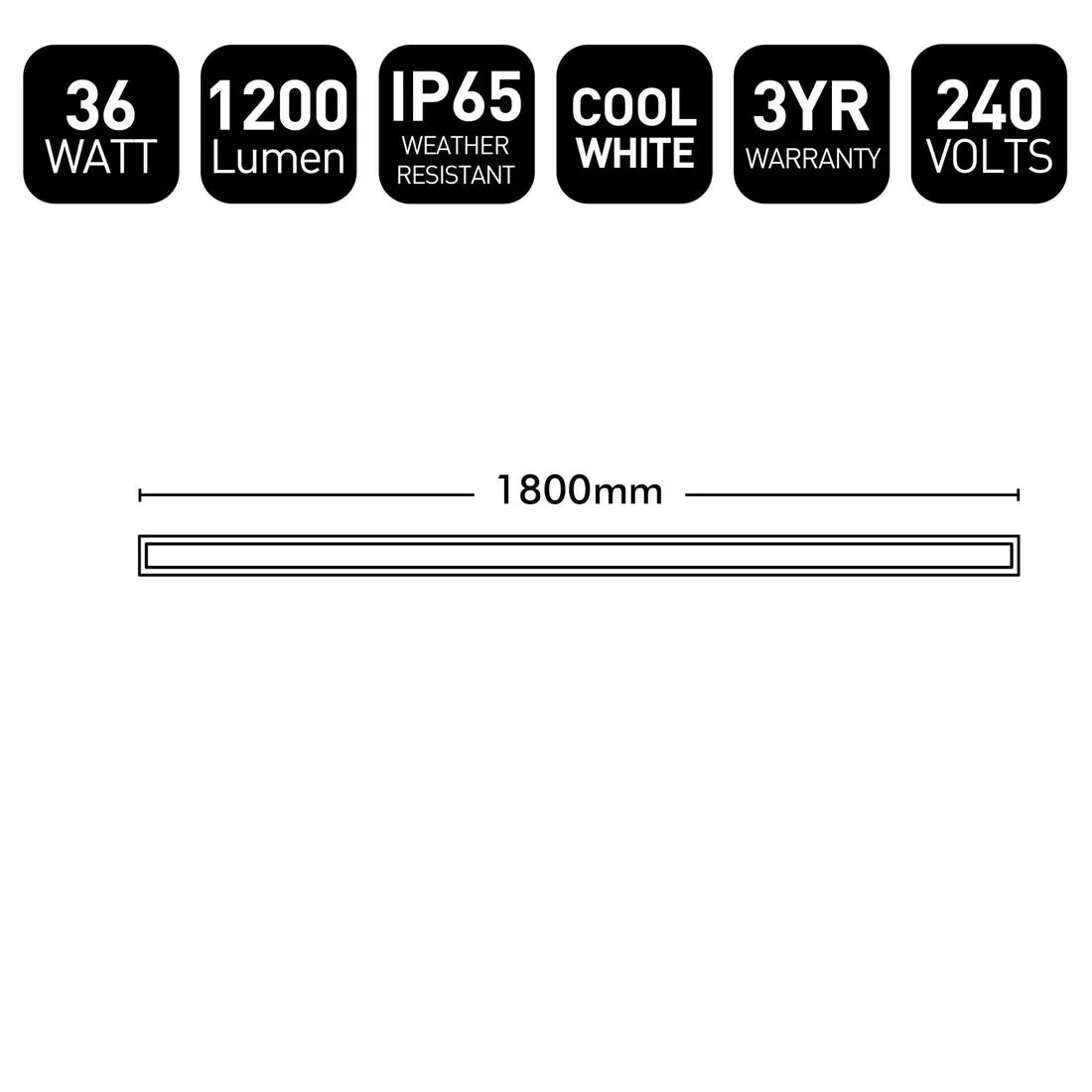 Brilliant Black Hendrick 36W 180cm LED Wall Light