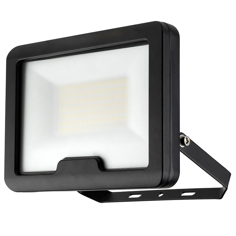Black outdoor flood light on a white background
