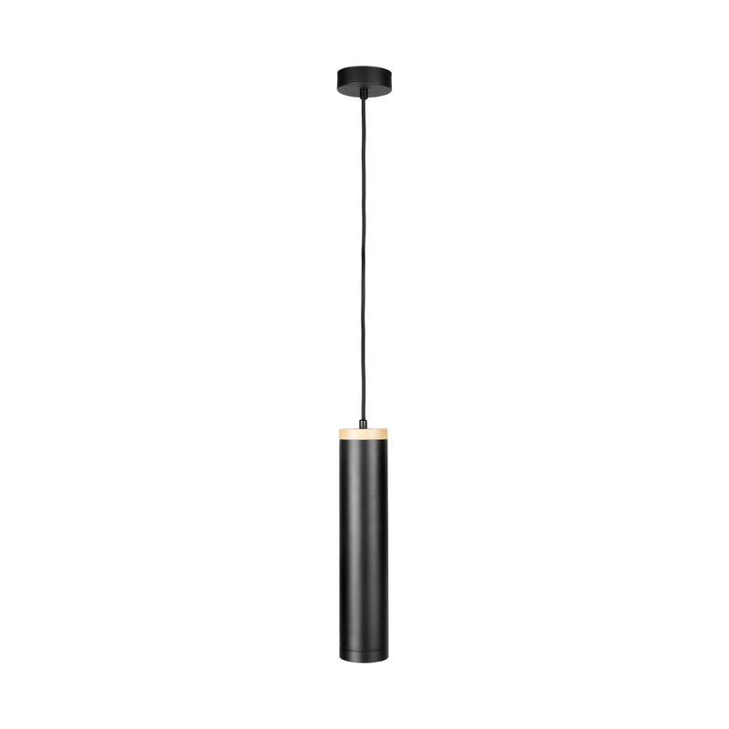 Black pendant light on a white background