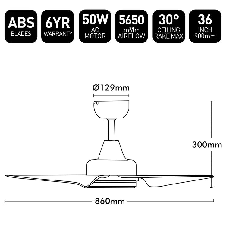 Brilliant Como 36'' AC 3-Blade Ceiling Fan