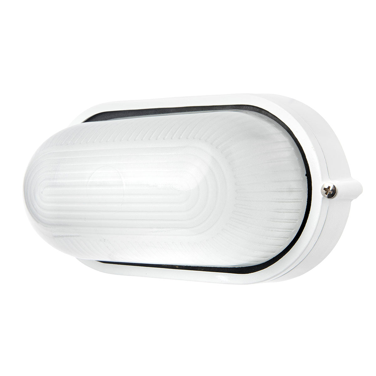 White outdoor wall light fixture on a white background
