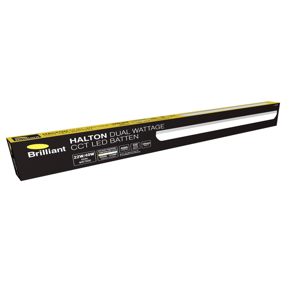 Brilliant Halton Wide 22W/40W Cct Batten White