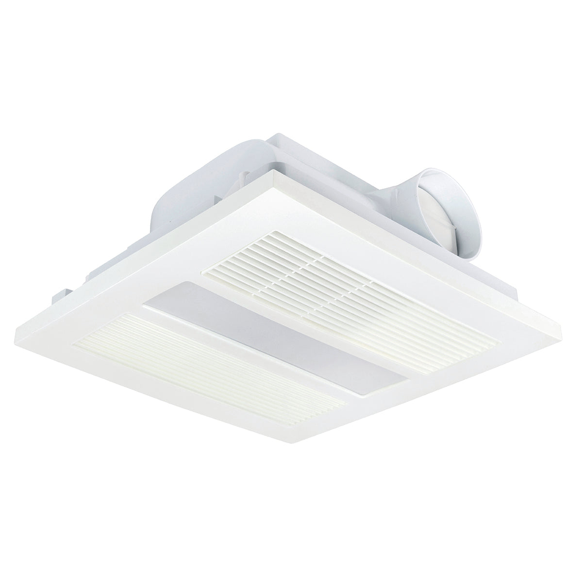 Ceiling-mounted air vent with light on a white background