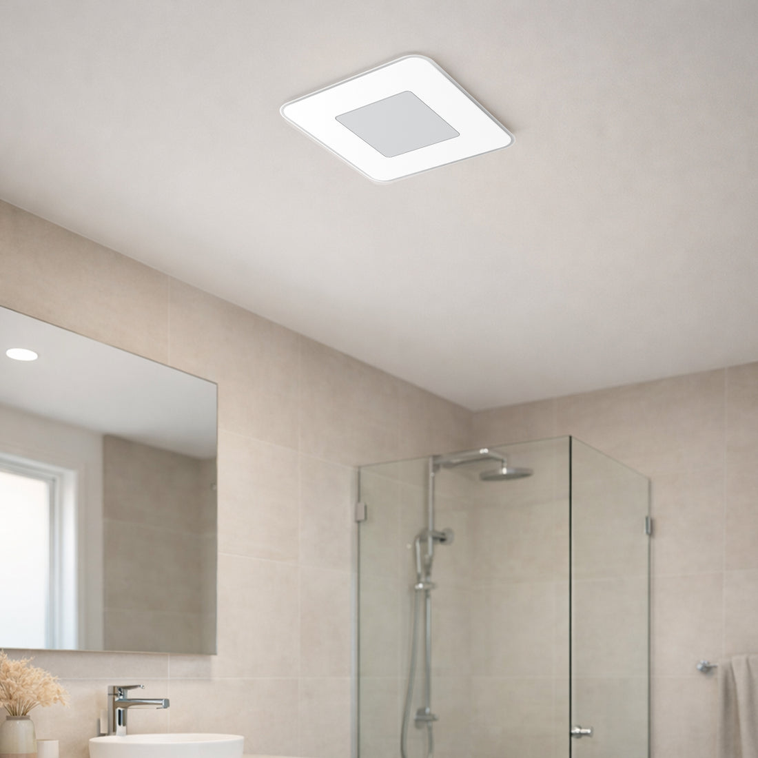 Brilliant White Blizzard Square 330mm DC Exhaust Fan with LED Light