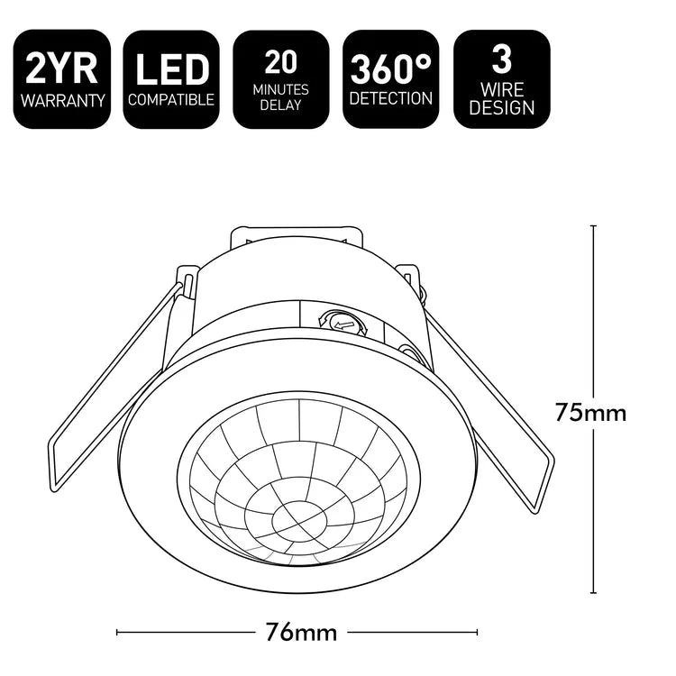 Brilliant White EYE 360° Series-II Surface Mount Recessed Pir Security Sensor