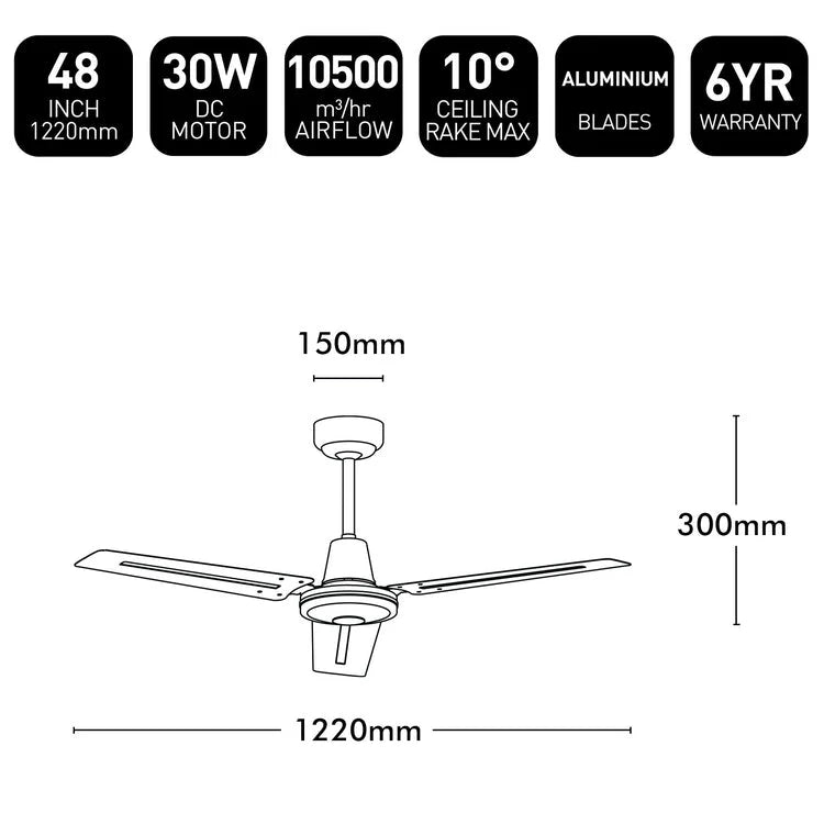 Brilliant White Pacifica 48’’ DC Ceiling Fan