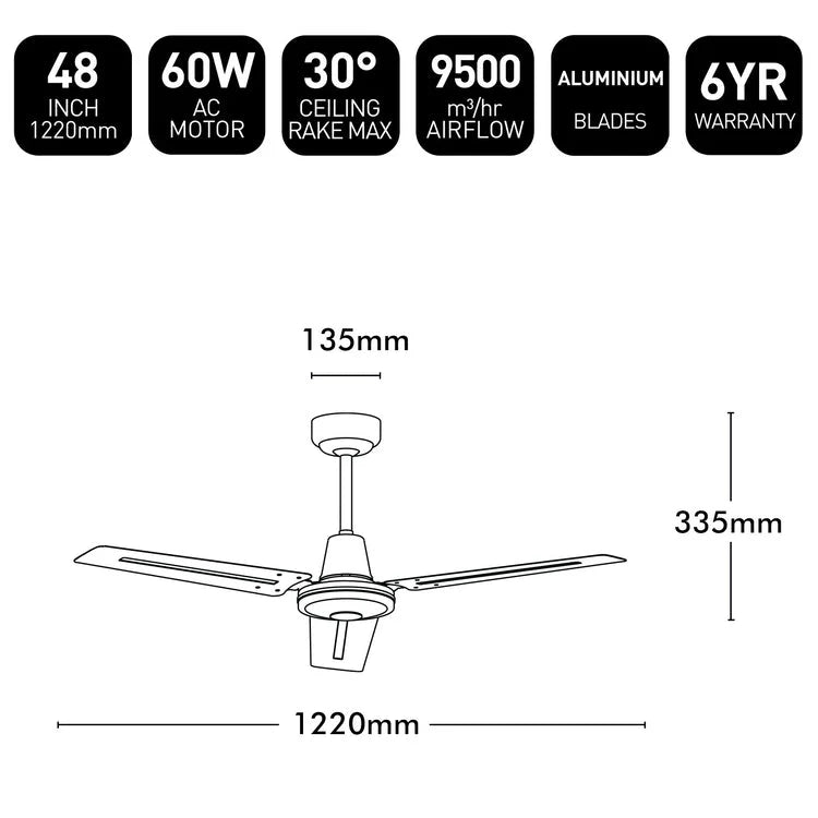 Brilliant White Pacifica-II 48’’ AC Ceiling Fan
