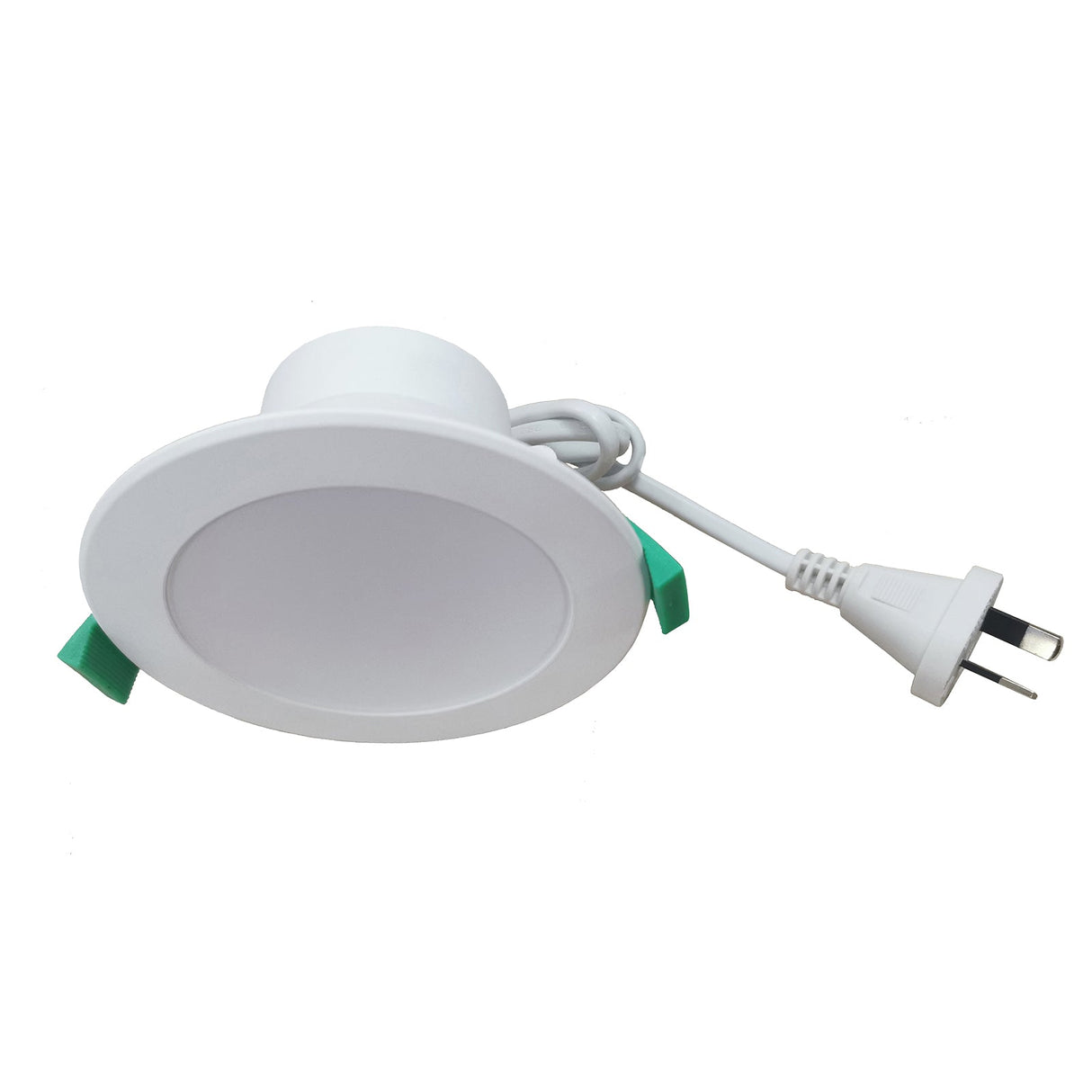 LED downlight with power cord on a white background