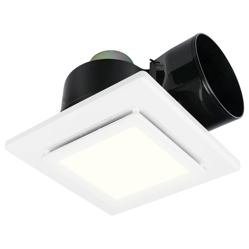 Ceiling-mounted air vent with black ductwork on a white background