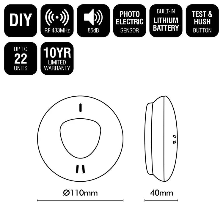 Brilliant White Smart Wi-Fi Interconnected Smoke Alarm