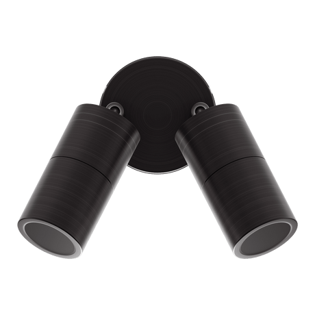Bronze Domus Shadow 2 light GU10 dimmable adjustable spotlight two cylindrical lamps on a transparent background