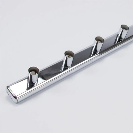 Chrome coat Modern 4 light Domus HL 804 Hollywood vanity light for bathrooms on a light gray background