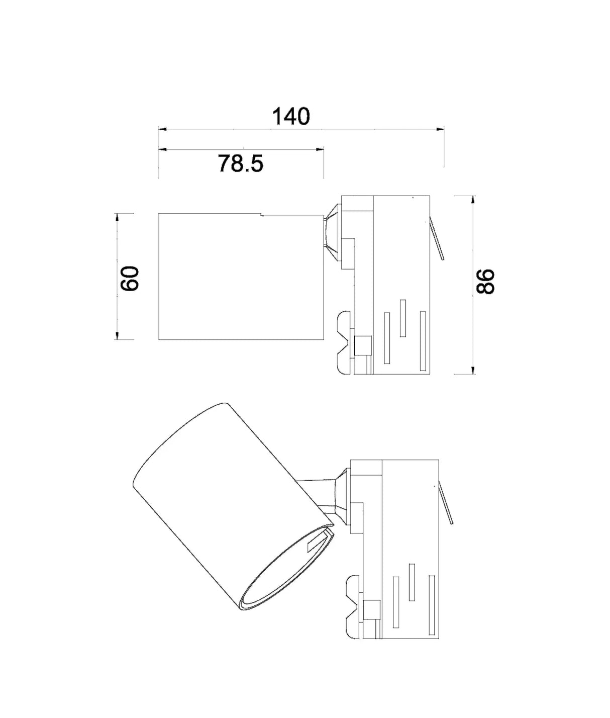 CLA 4 Wire 3 Circuit GU10 Track Head Fittings