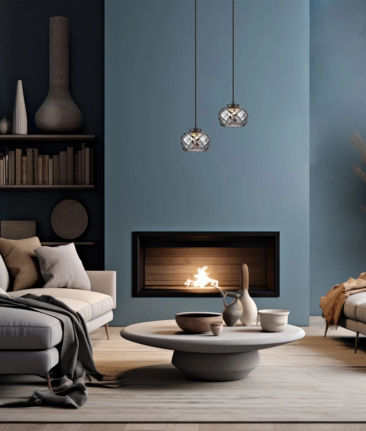 CLA CARAMELLE Interior LED Tri-CCT Glass with Segments Ellipse Pendant Lights