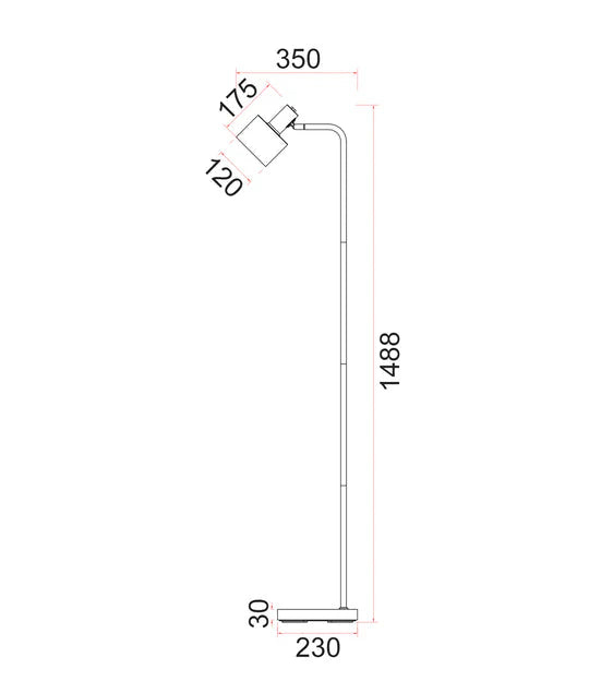 CLA Flotar Interior Cylinder Iron Shade with Antique Brass Highlight Floor Lamps