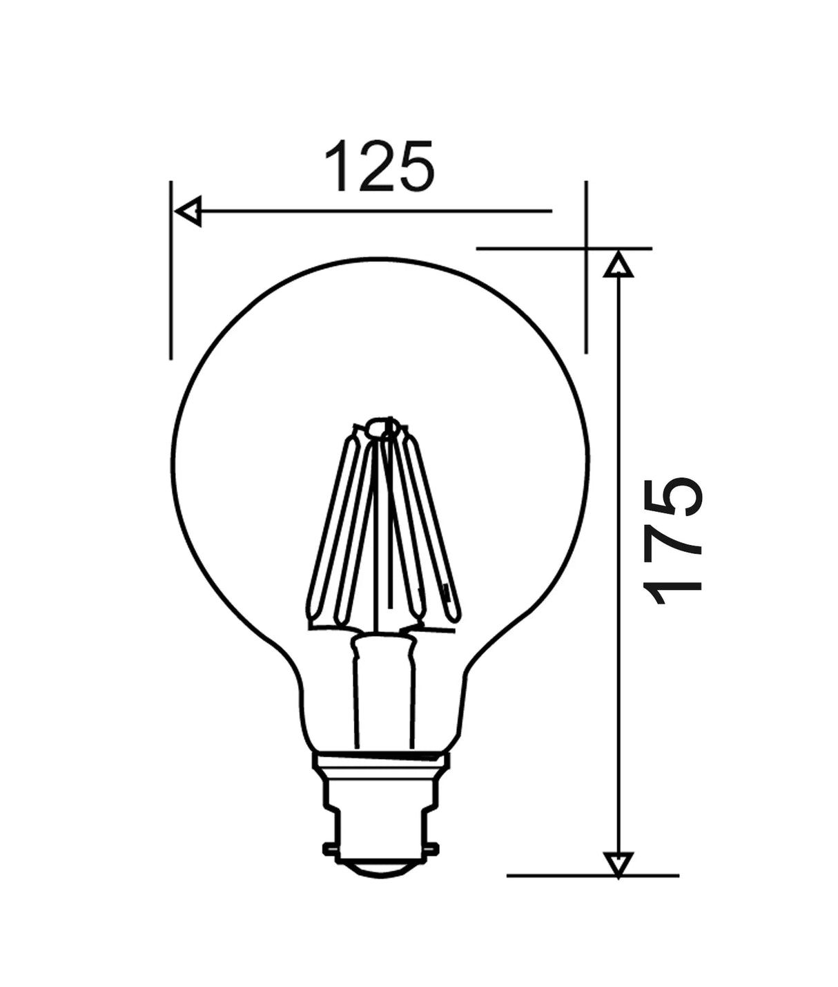 CLA G125 LED Filament Dimmable Globes Frosted Diffuser 8W