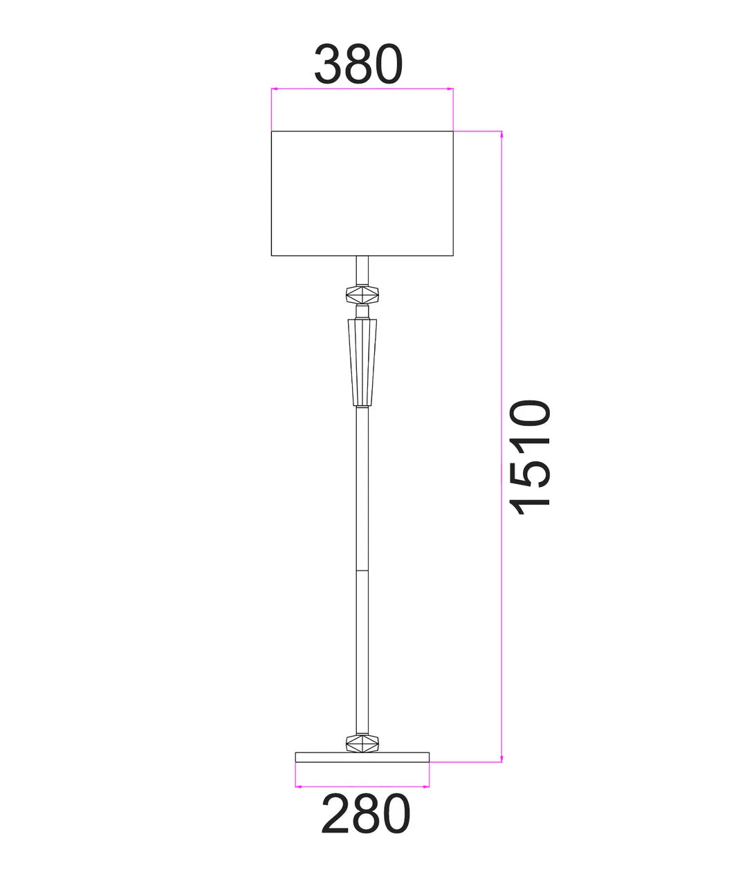 CLA Interior Drum Shade Chrome Rod with Crystal Highlight Floor Lamp