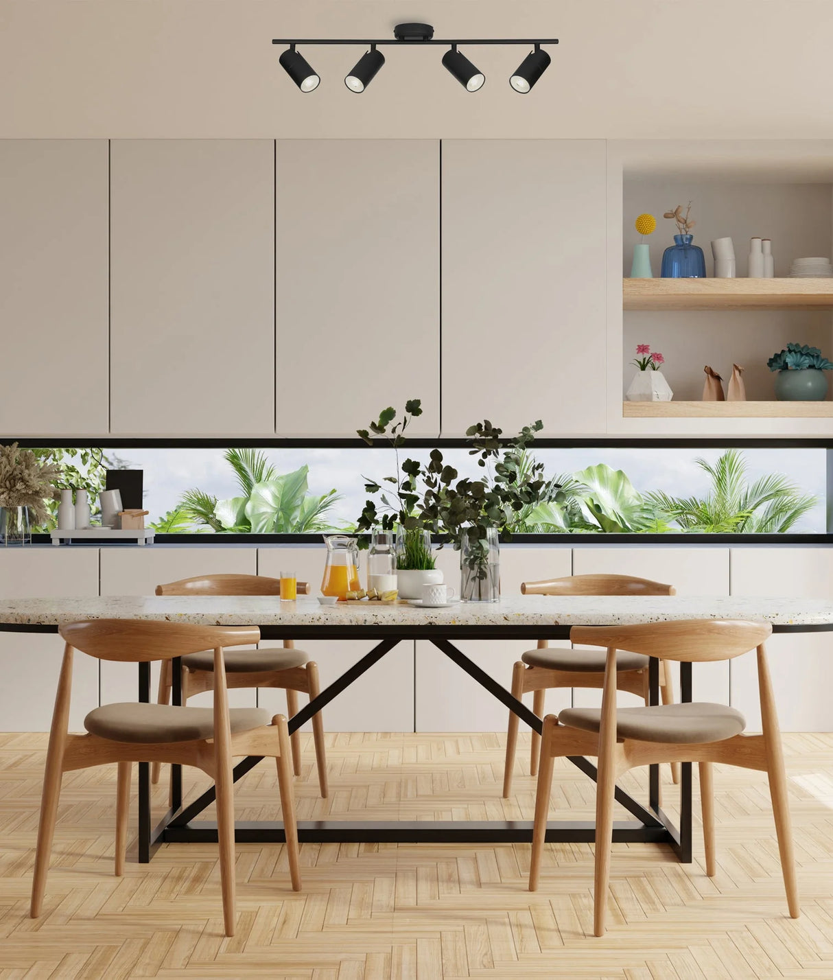 CLA Lengan Interior Four Heads Adjustable Round Base Spot Lights