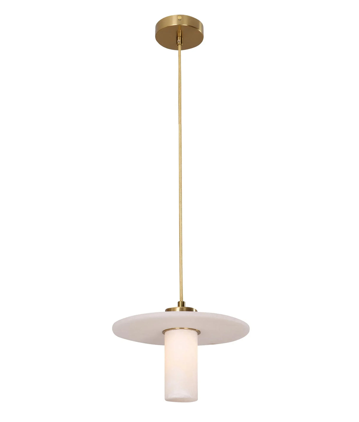 CLA Lucerna Interior Cylinder Round Hat Marble Shade Brass Highlight Pendant Light