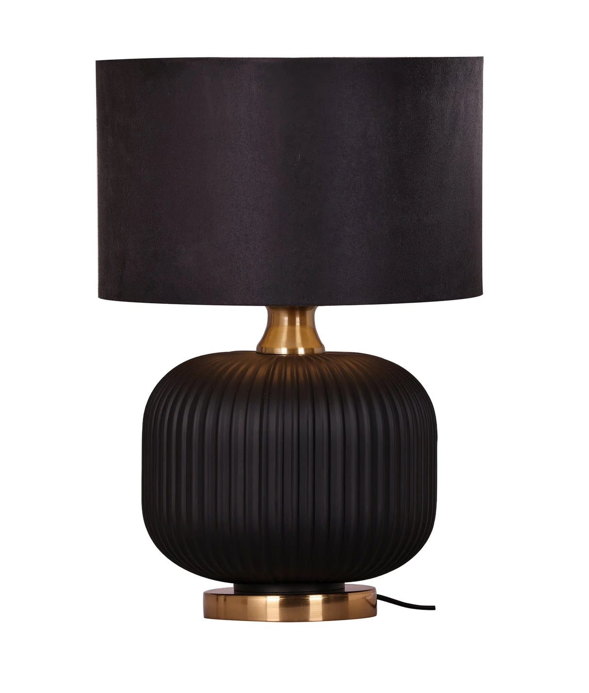 CLA Lusso Interior Black Drum Shade Ceramic Base with Antique Brass Highlight Table Lamp