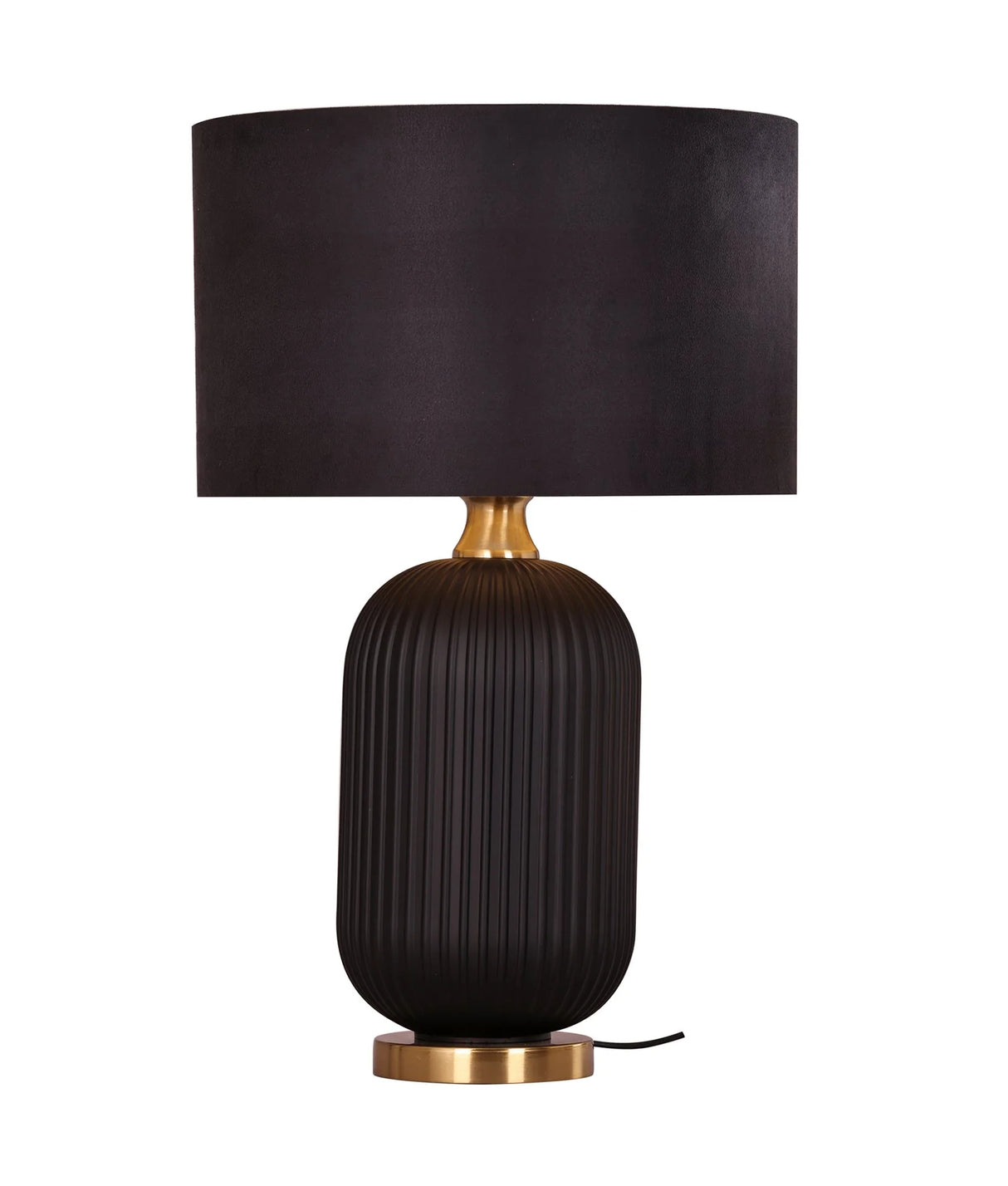 CLA Lusso Interior Black Drum Shade Ceramic Base with Antique Brass Highlight Table Lamp