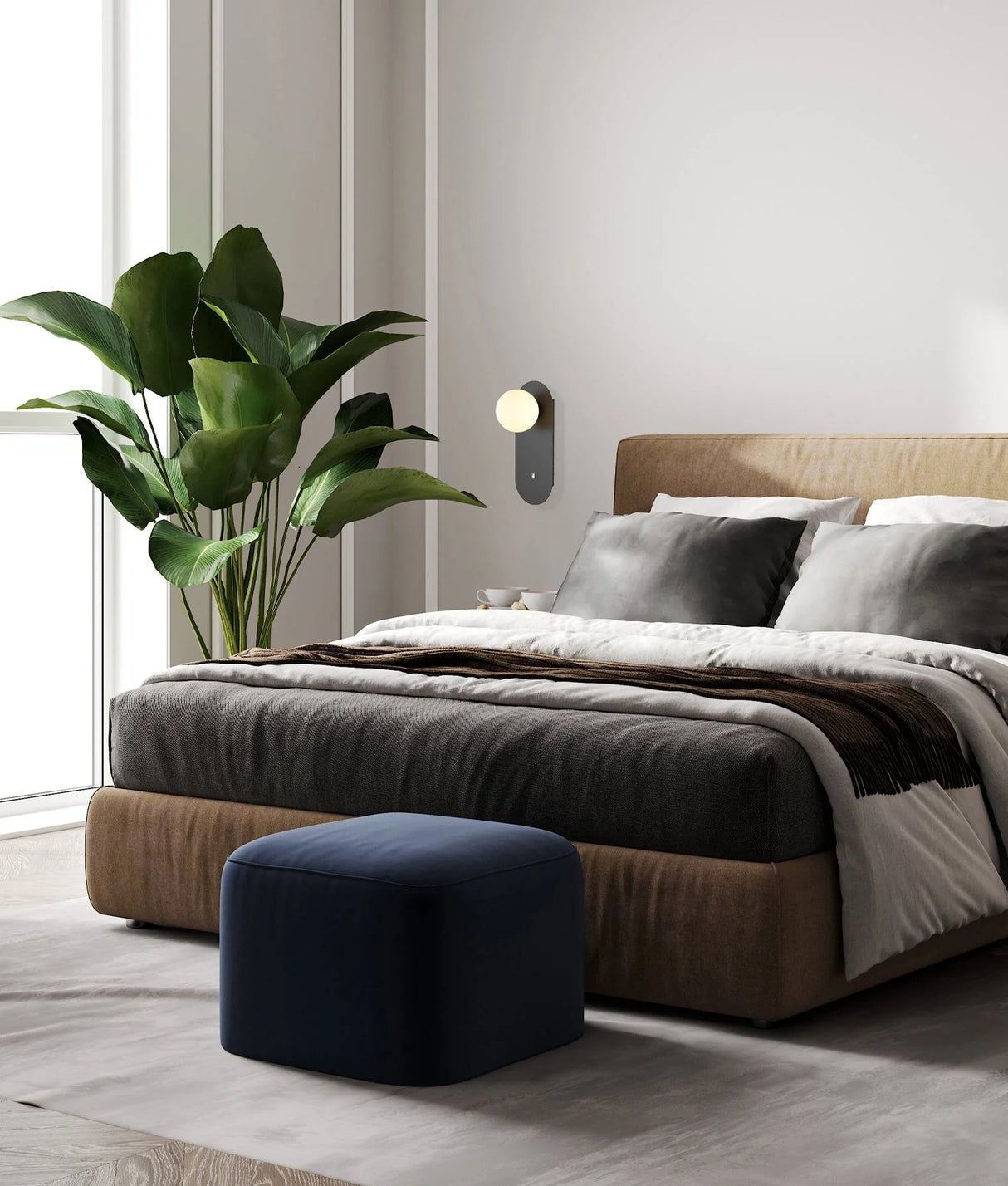 CLA Ovalis Interior Round Opal Diffuser Oblong Base with Switch Wall Lights