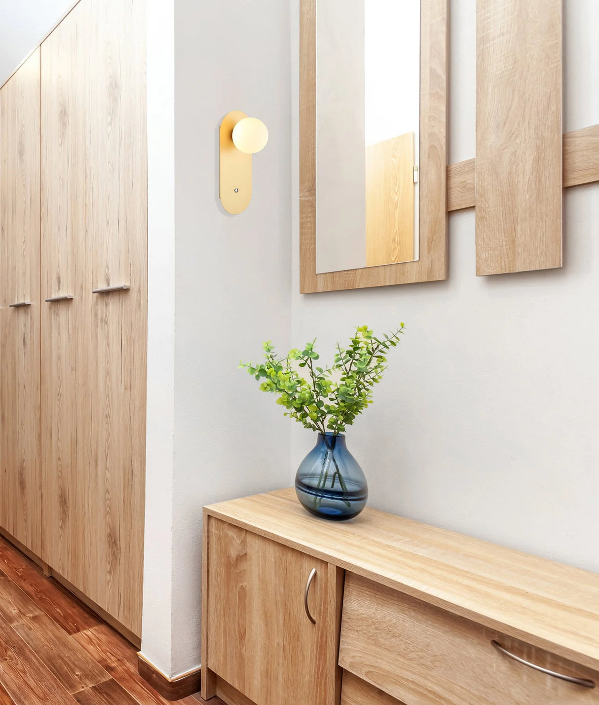 CLA Ovalis Interior Round Opal Diffuser Oblong Base with Switch Wall Lights