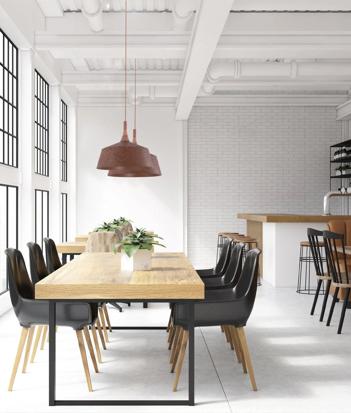 CLA Oxido Interior Rustic Brown with Travertine Highlight Angled Dome Pendant Lights