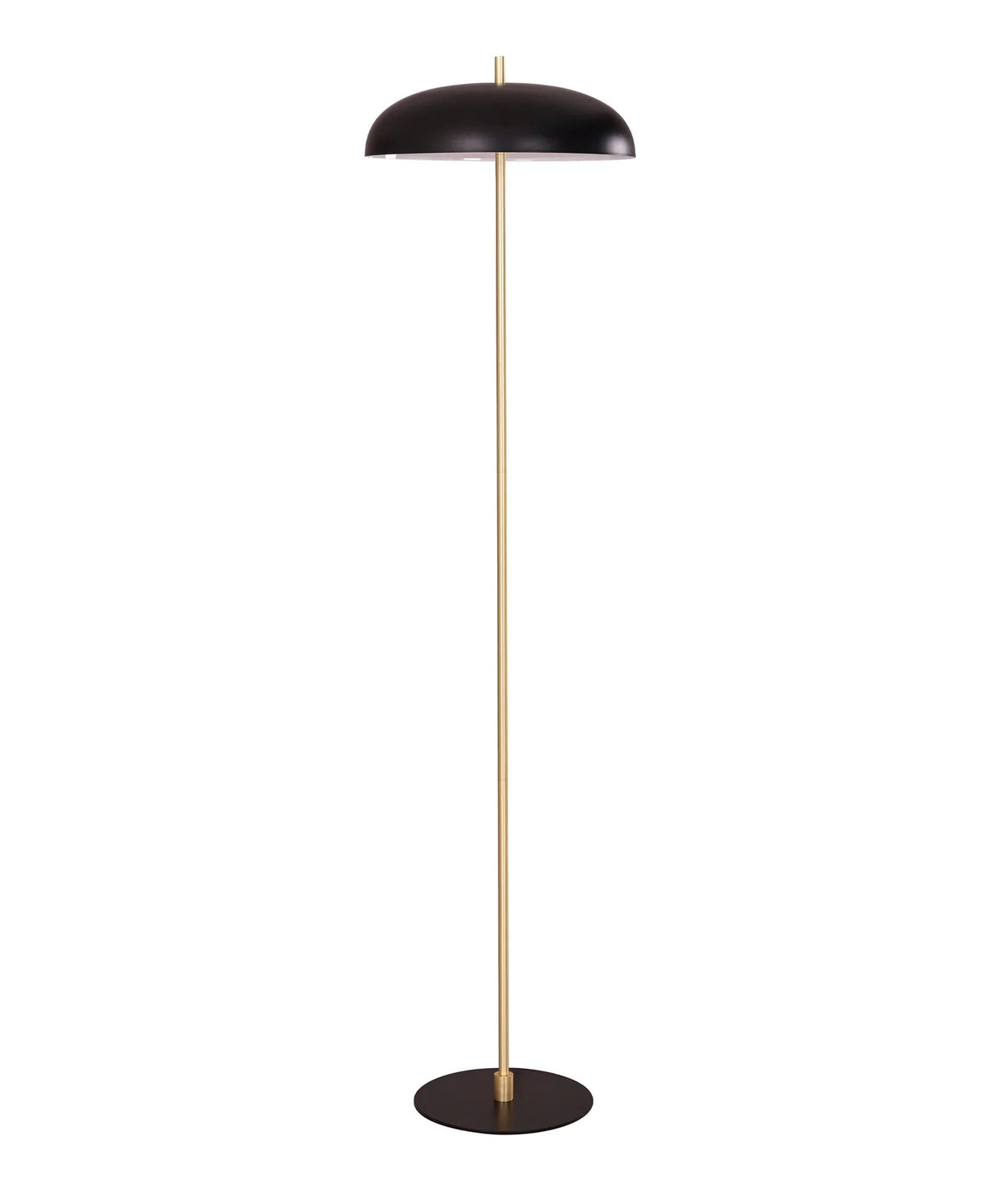CLA Paraguas Interior Black Dome Shade with Brass Rod Floor Lamp