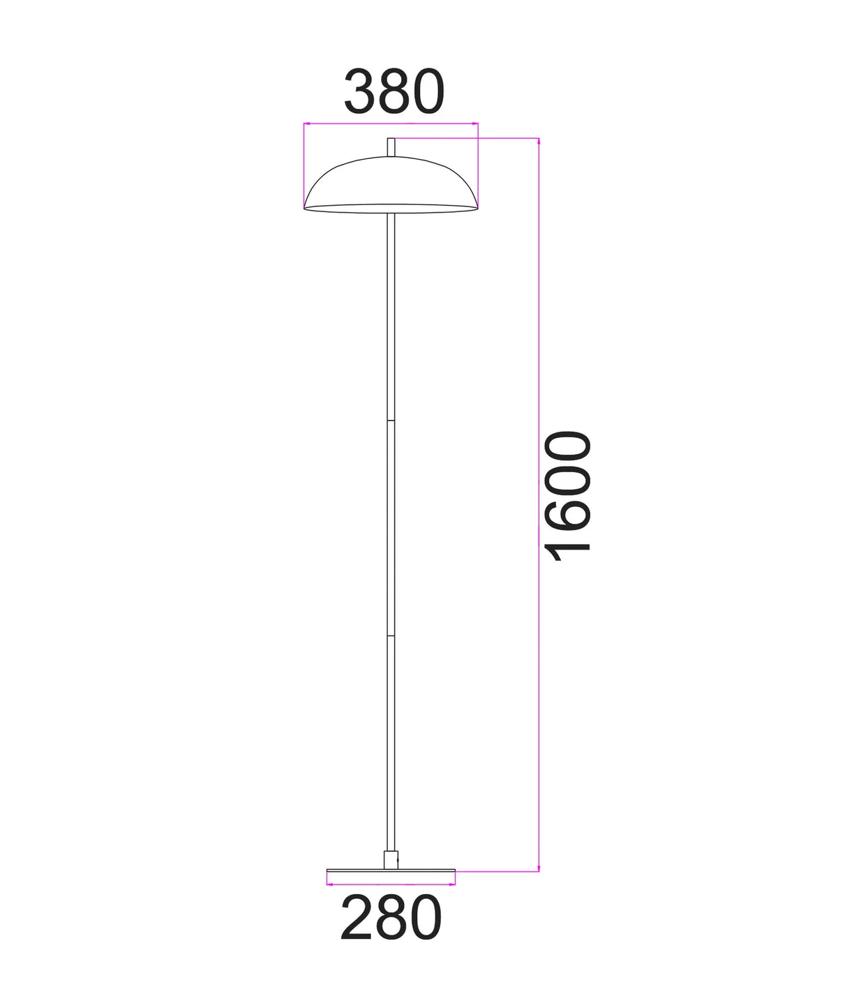 CLA Paraguas Interior Black Dome Shade with Brass Rod Floor Lamp