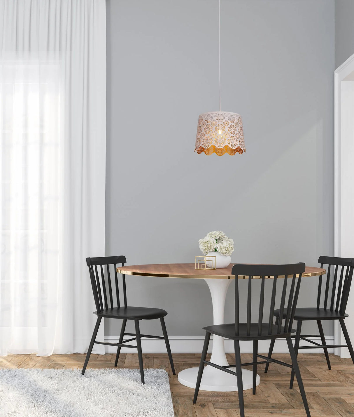 CLA PENSHADE Interior Slanted with Laser Cut with Flower Pattern Pendant Lights