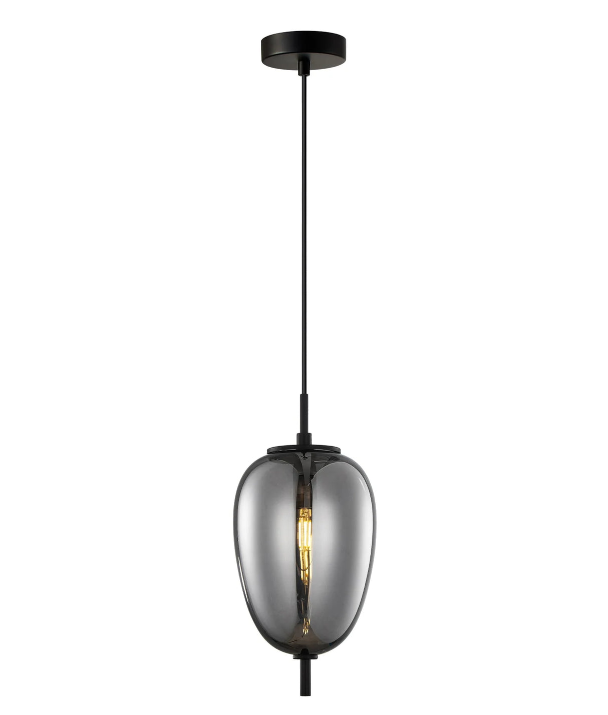 CLA PINO Interior Opal Matte / Smokey Black Mirror Finish Glass Oval Pendant Lights