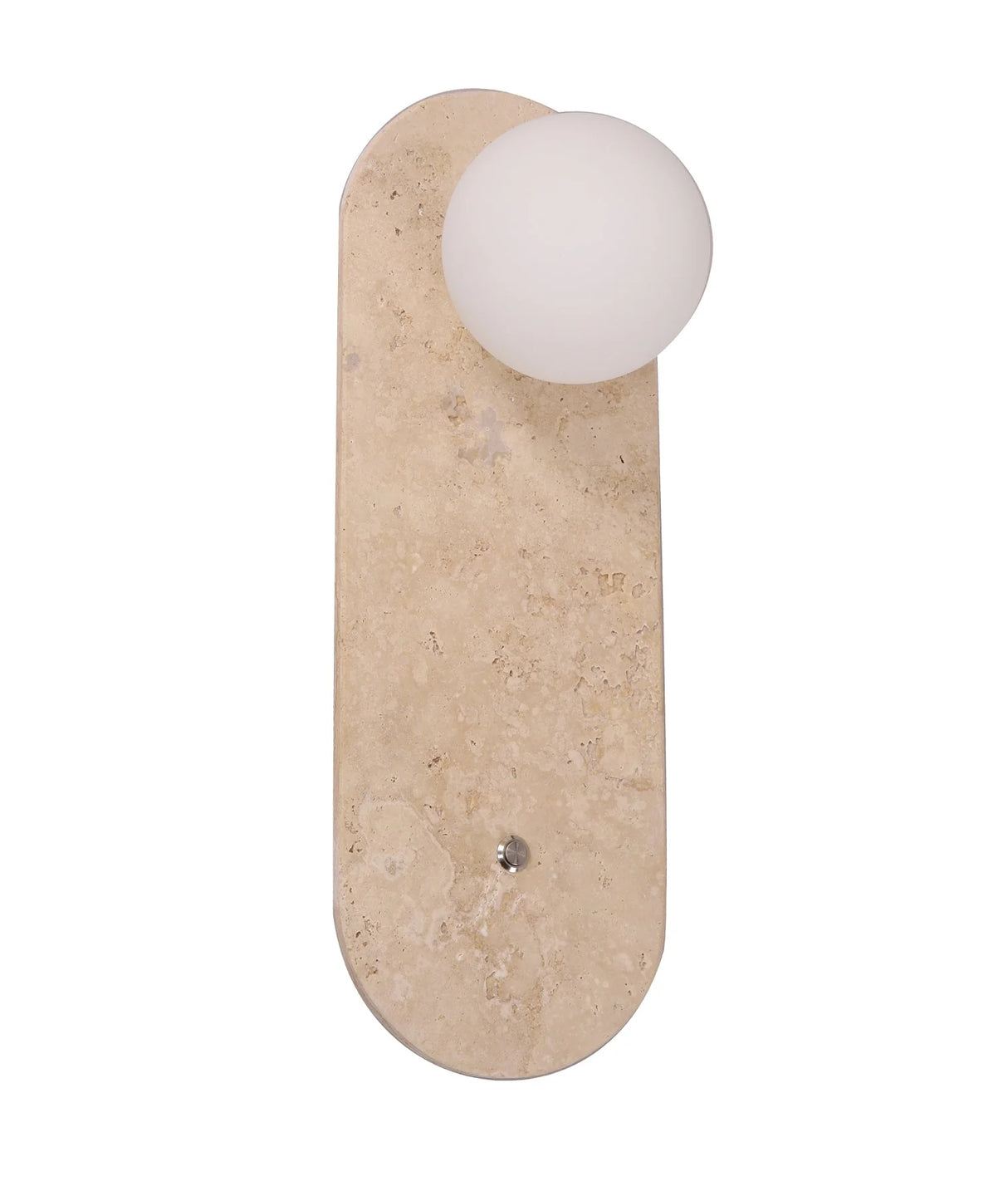 CLA Poi Interior Oblong Travertine Base with Beige Finish & Round Opal Diffuser Wall Light