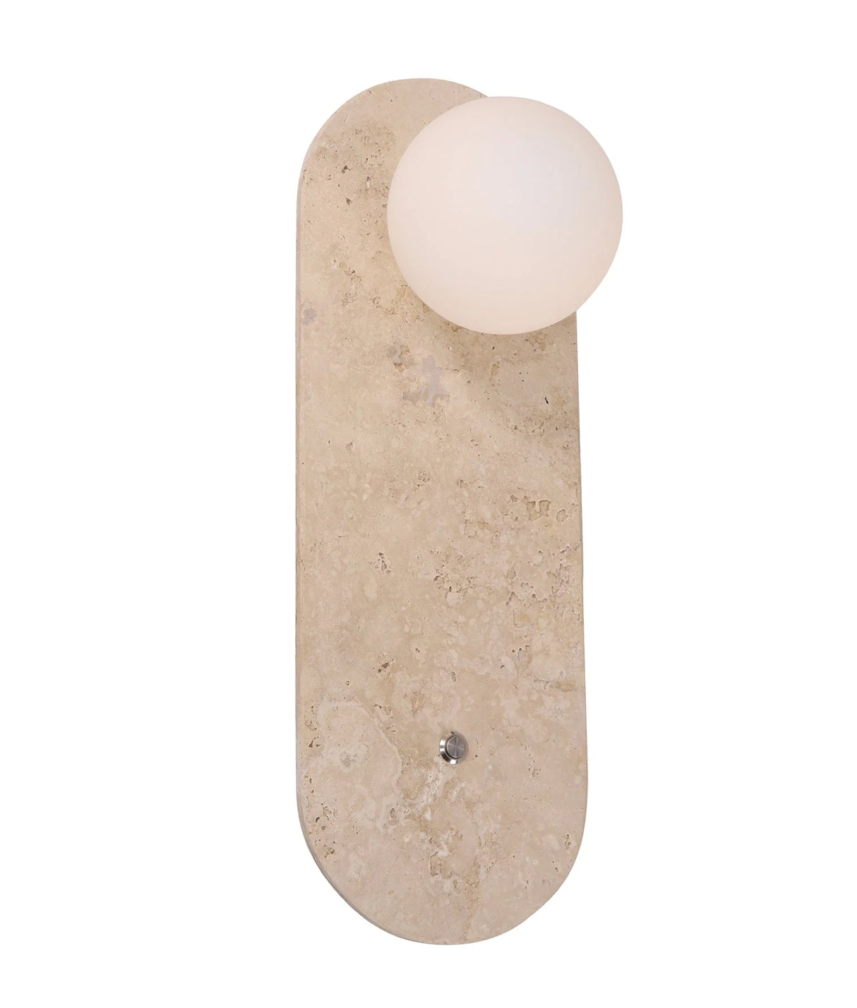 CLA Poi Interior Oblong Travertine Base with Beige Finish & Round Opal Diffuser Wall Light