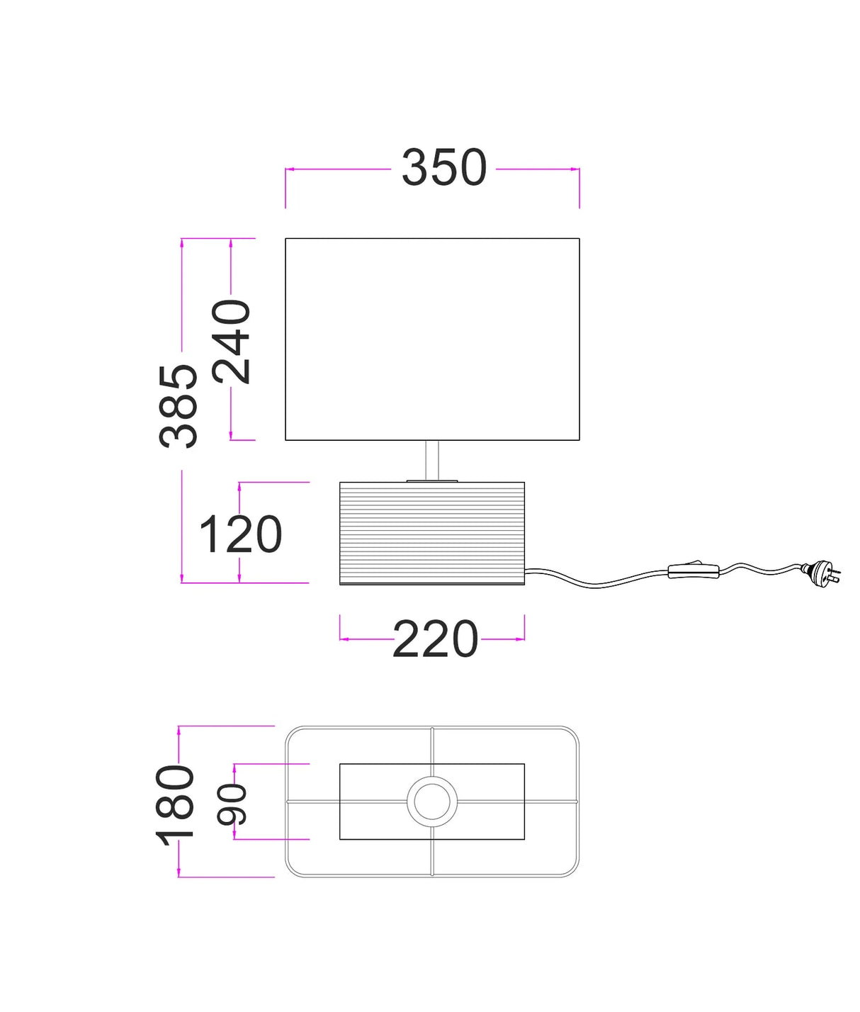 CLA Sagitta Rectangular Beige Travertine Base Rectangular Fabric Cream Shade Table Lamp