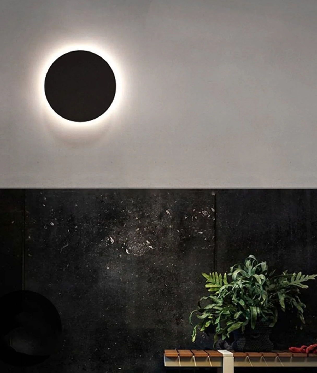 CLA Shadowtri Exterior LED Tri-CCT Round Backlit Wall Lights IP65 & IK08 (Diam: 180mm)