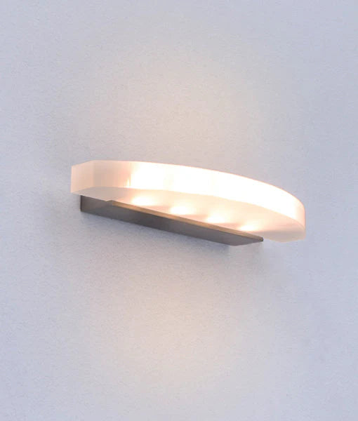 CLA Sydney City Series LED Interior Satin Nickel Curved Frosted Diffuser Wall Light