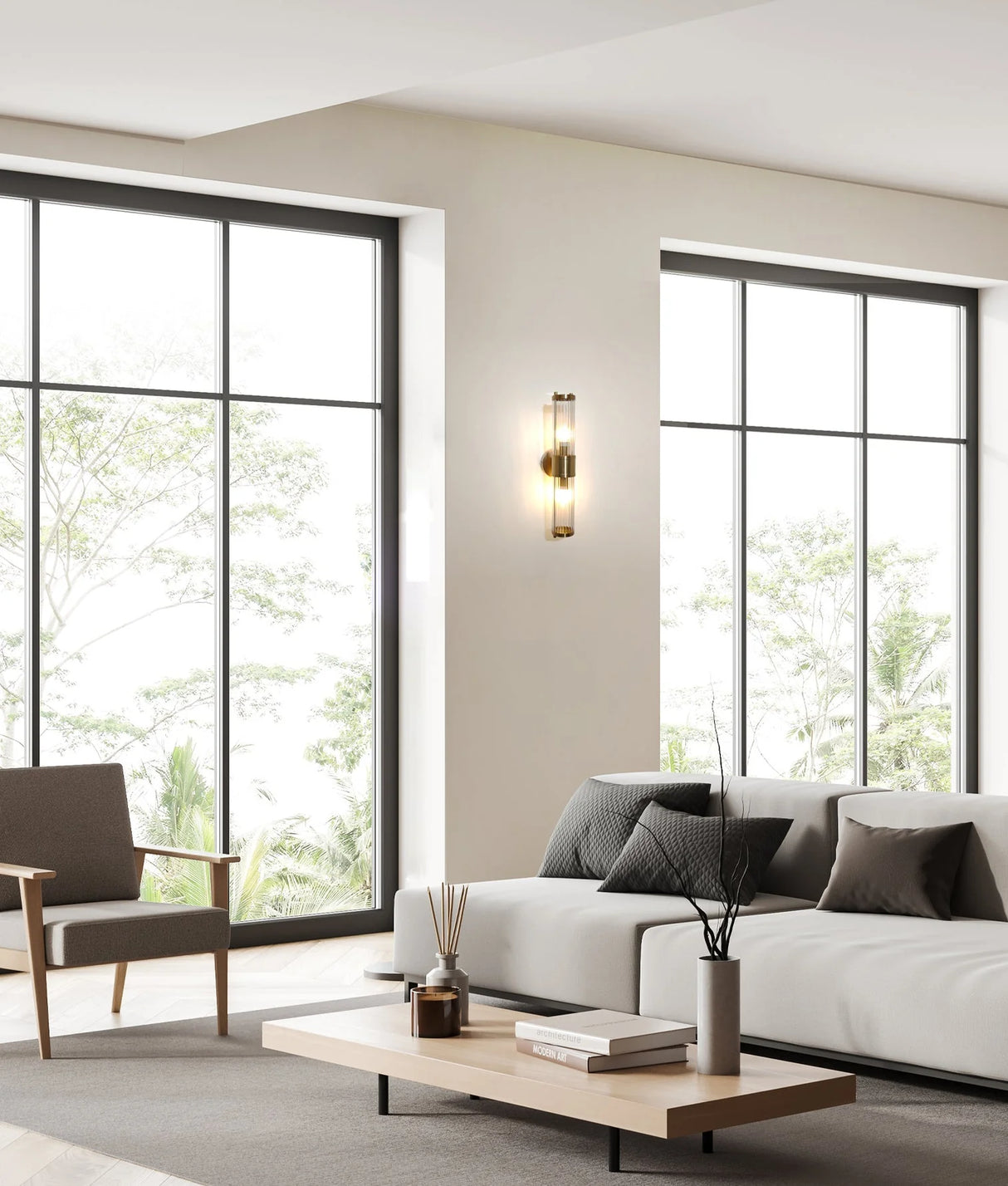 CLA TIEMPO Interior Up/Down Tubular Clear Glass Wall Lights