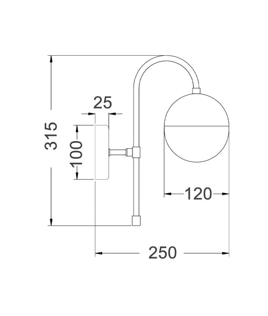 CLA Aro Interior Round Opal Glass with Satin Gold Bracket Wall Light
