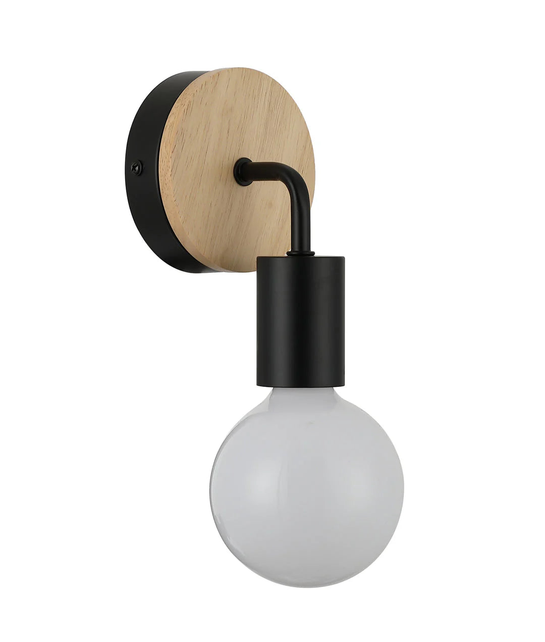 CLA Solo Interior Iron Bracket with Round Wood Highlight Wall Lights