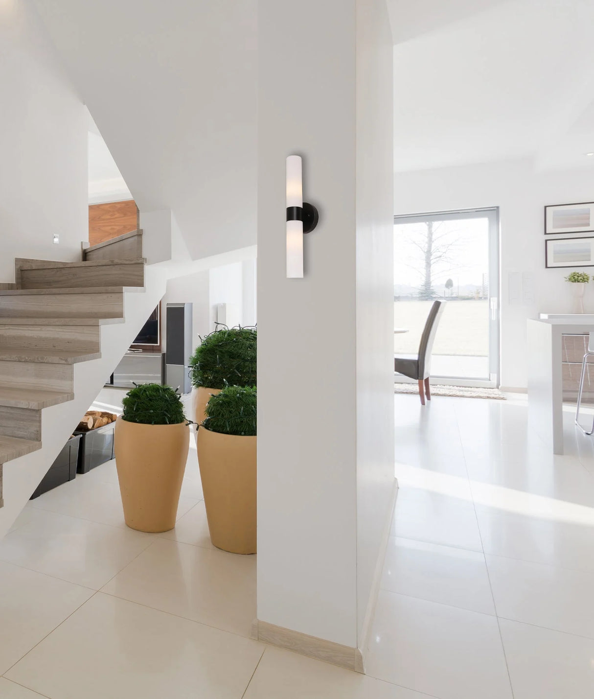 CLA Vara Interior Tubular Up/Down Opal Glass Wall Lights