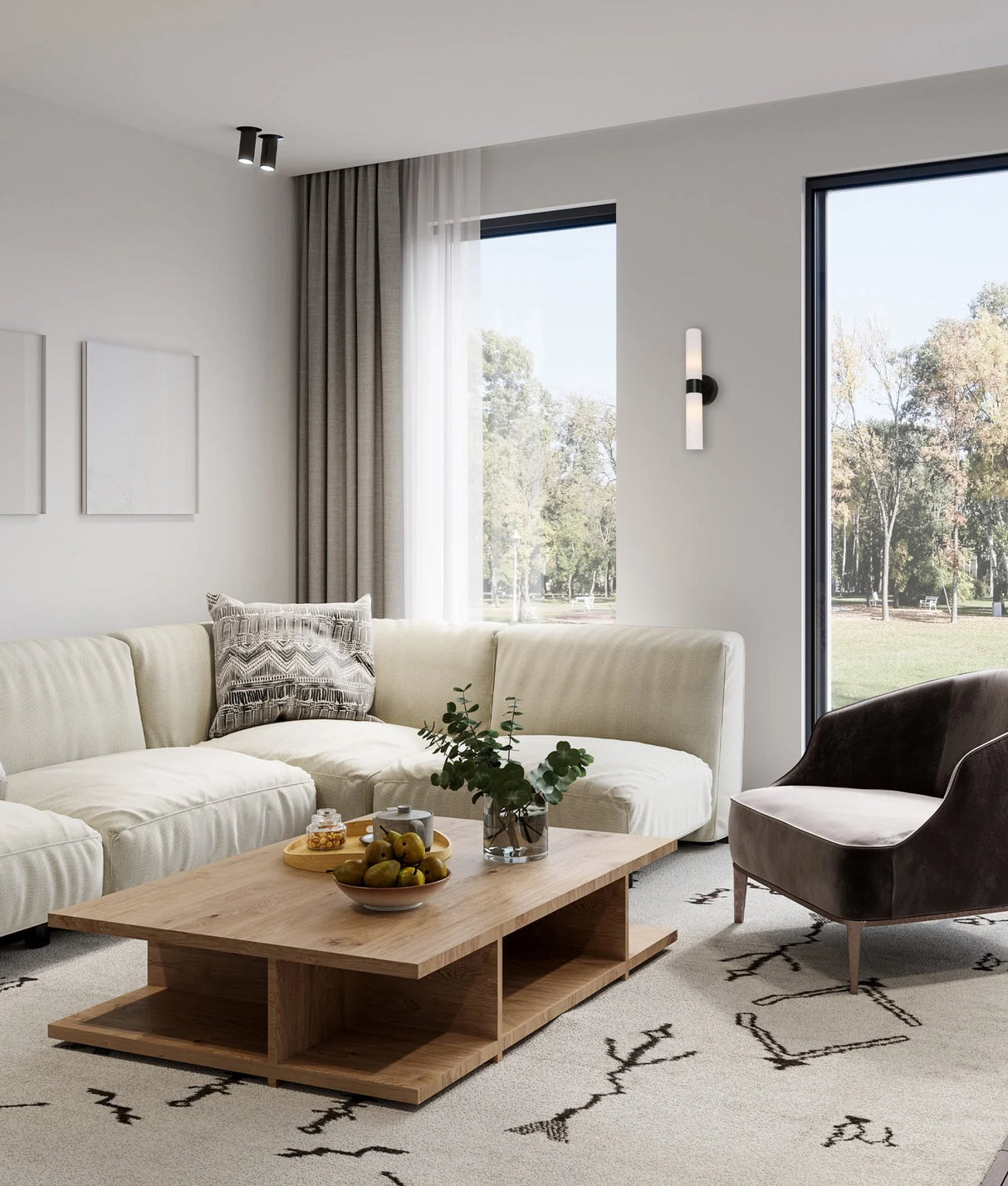 CLA Vara Interior Tubular Up/Down Opal Glass Wall Lights