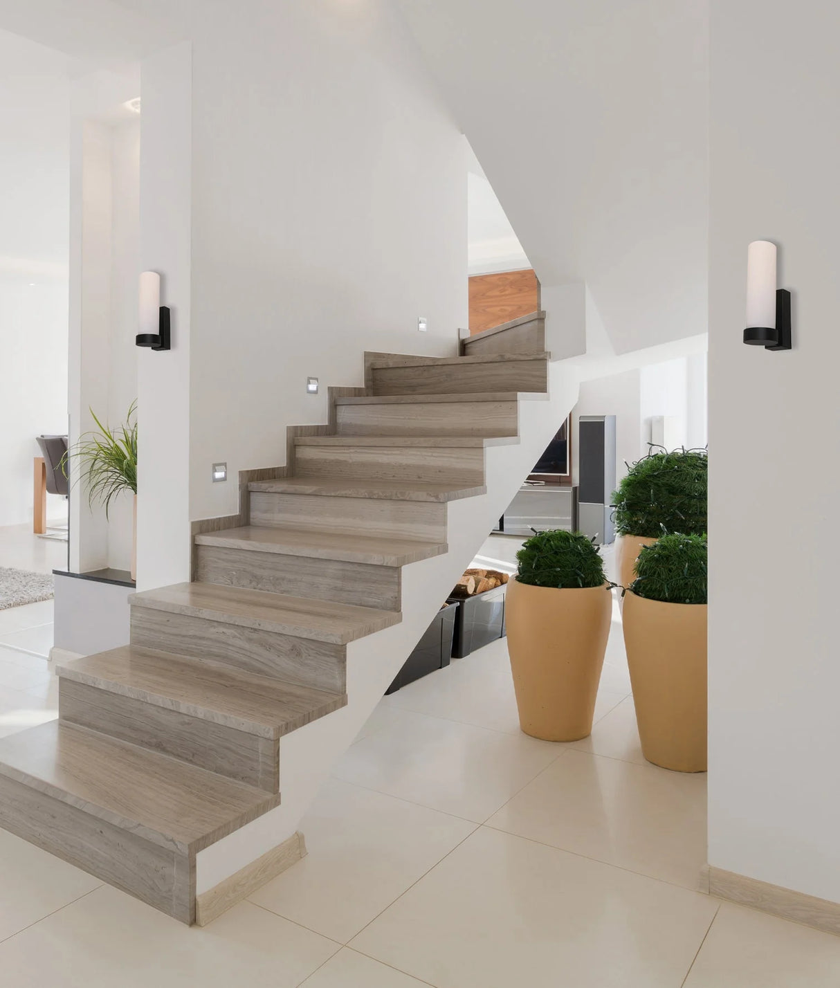 CLA Vara Interior Tubular Up Opal Glass Wall Lights